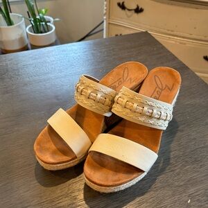 {Zodiac} Boho wedge sandals woven detail Women's size 8M